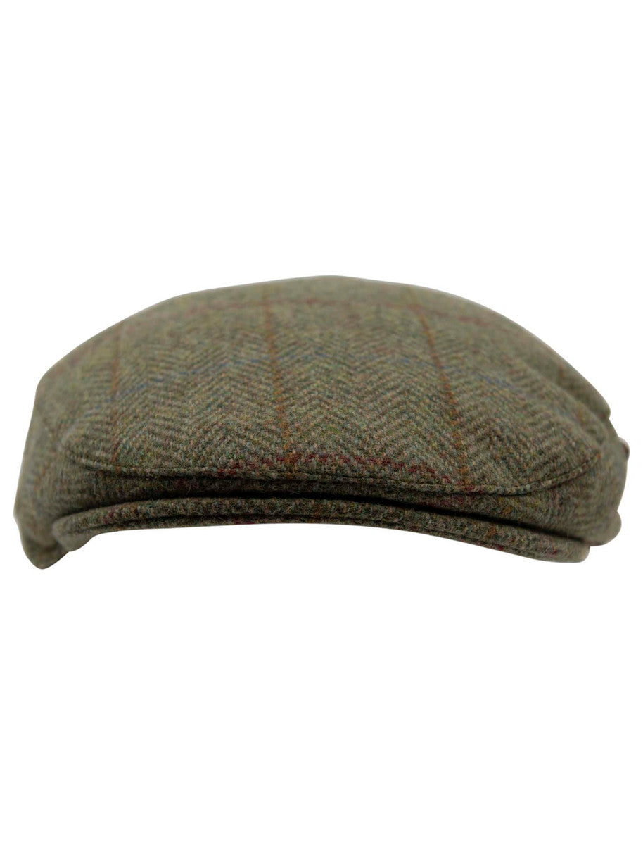 Wool Box Check Flat Cap - Kiwi Herringbone