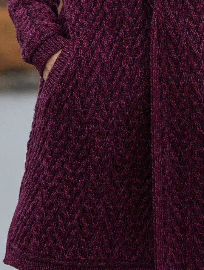 Ladies Herringbone Design Shawl Hood - Purple Mix