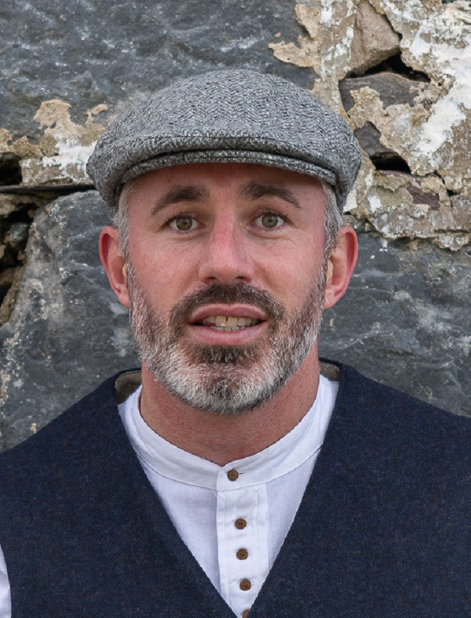 Donegal Tweed Herringbone Flat Cap - Grey