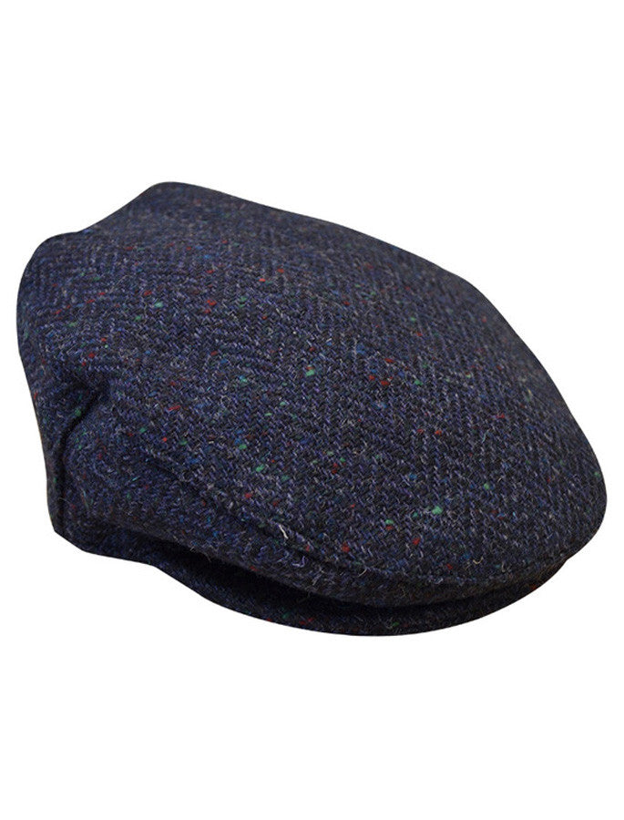 Donegal Tweed Herringbone Flat Cap - Blue