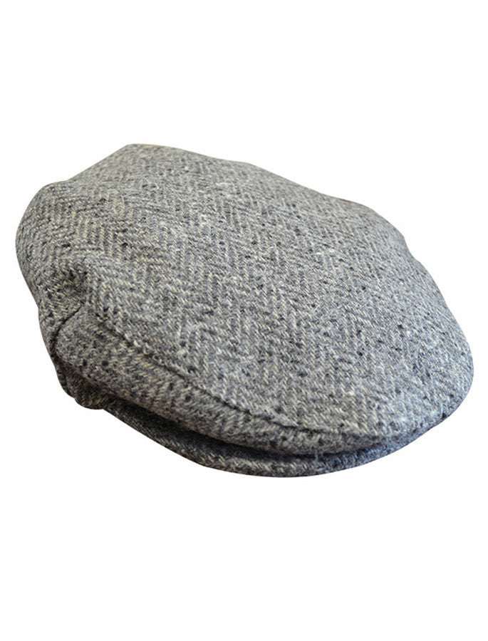 Donegal Tweed Herringbone Flat Cap - Grey