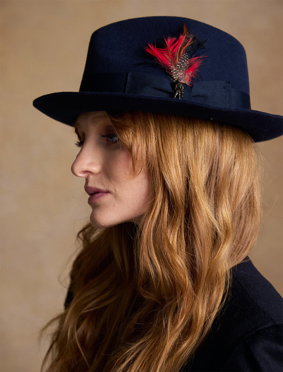 Ladies Kildare Trilby Felt Hat - Navy