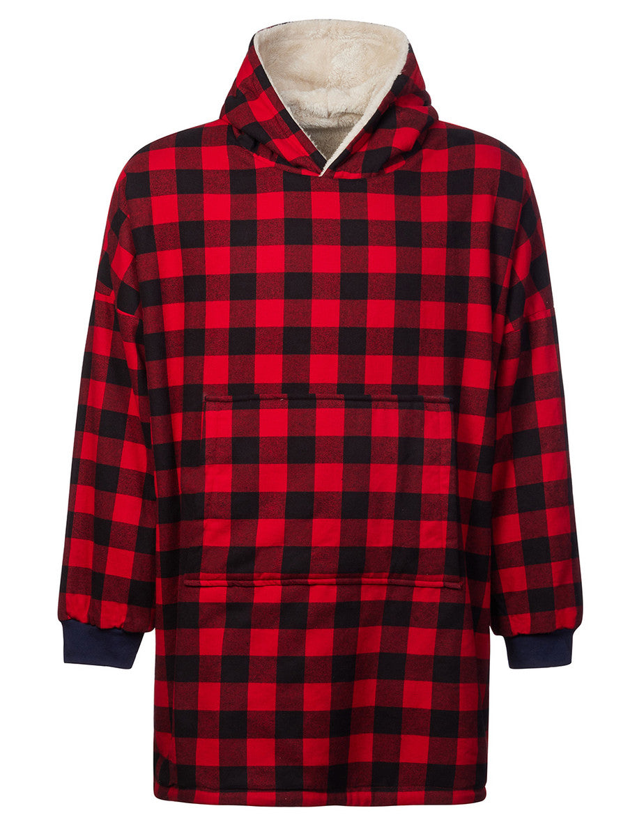 Ladies Irish Flannel Lounge Hoodie - Red & Black Check