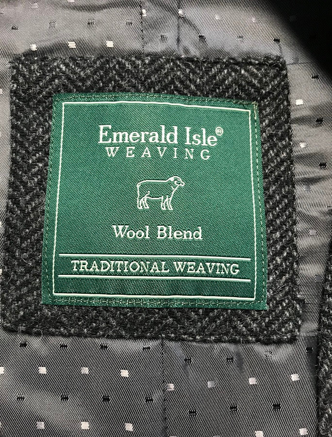 Tweed Herringbone Waistcoat - Navy- wool blend label