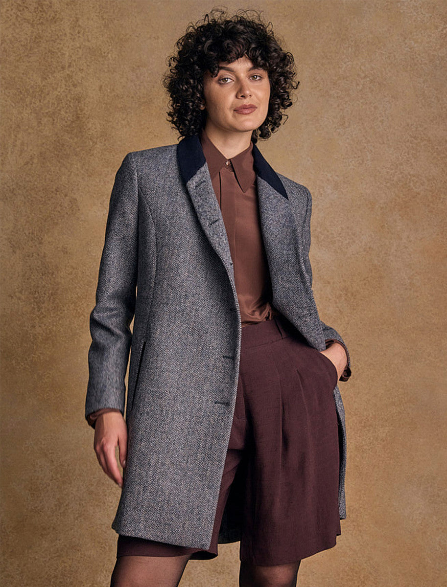 Robin Tweed Coat - Denim Herringbone