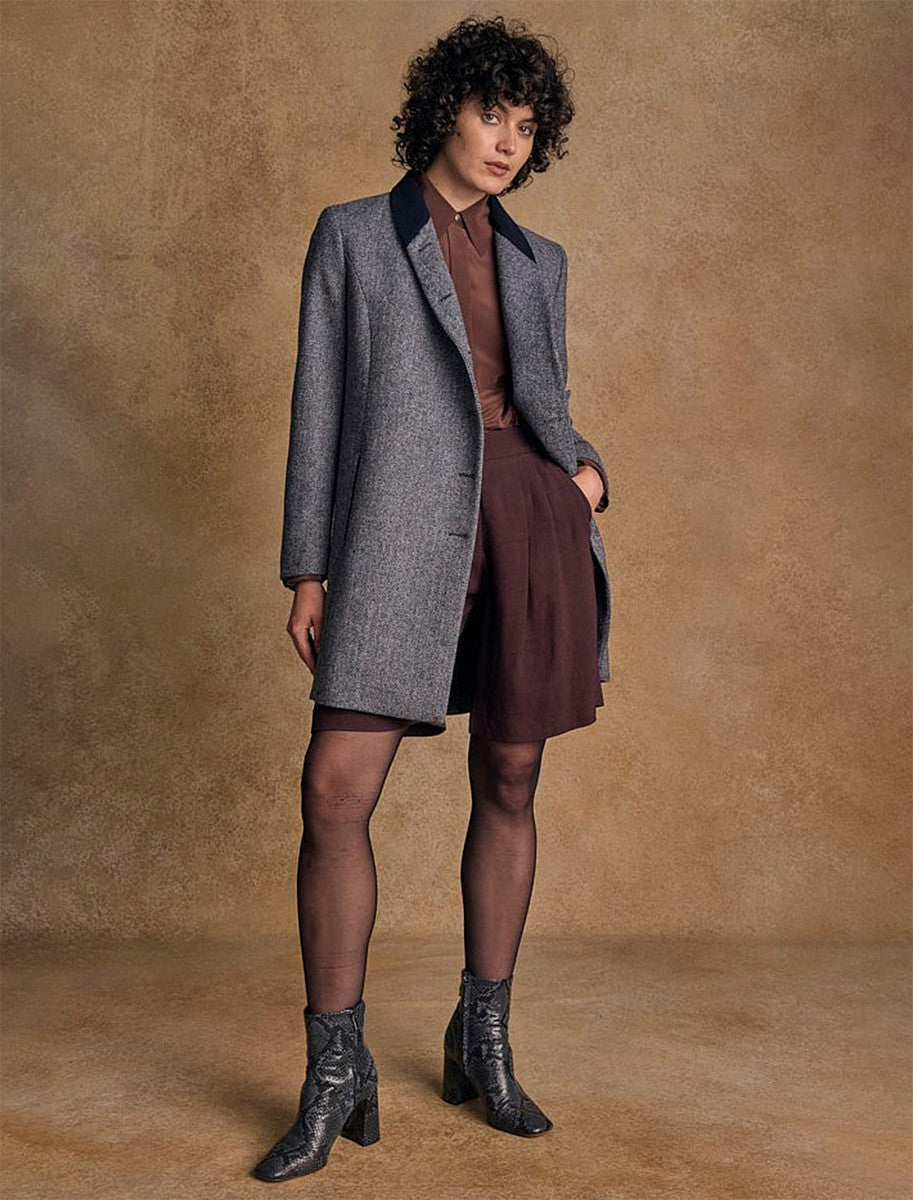Robin Tweed Coat - Denim Herringbone