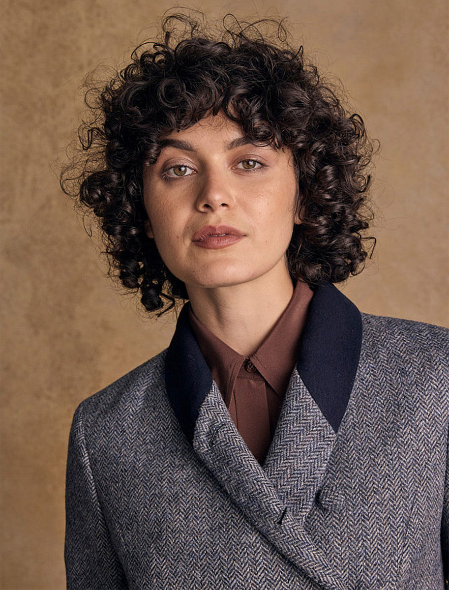 Robin Tweed Coat - Denim Herringbone