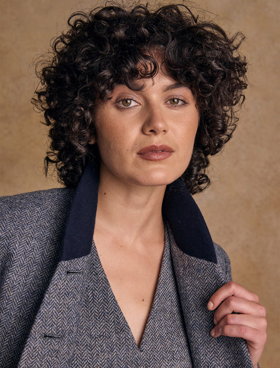 Nicole Tweed Blazer – Denim Herringbone