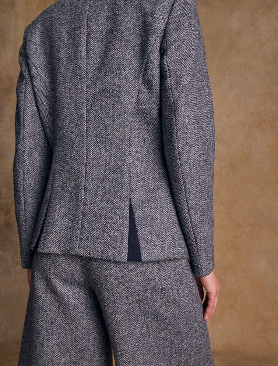 Nicole Tweed Blazer – Denim Herringbone