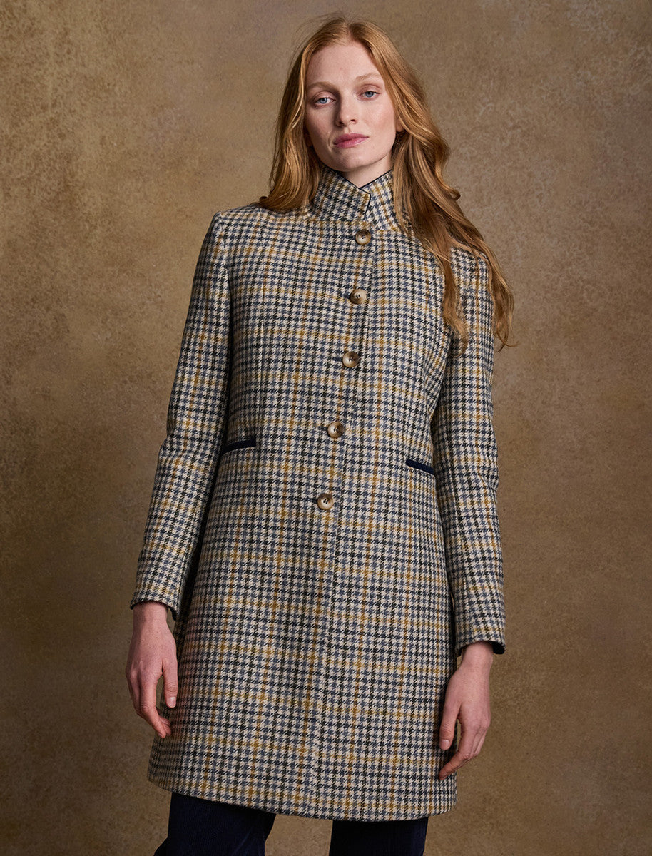 Isabella Tweed Coat - Saffron Cobalt Blue