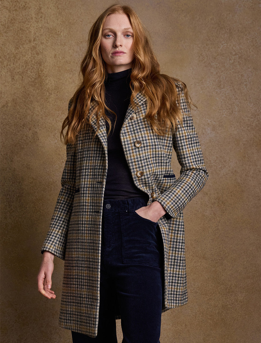 Isabella Tweed Coat - Saffron Cobalt Blue