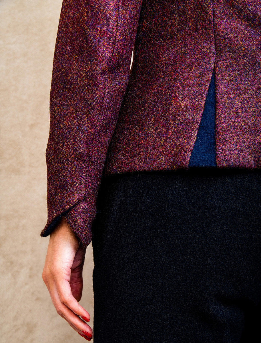 Sasha Tweed Blazer – Berry Herringbone