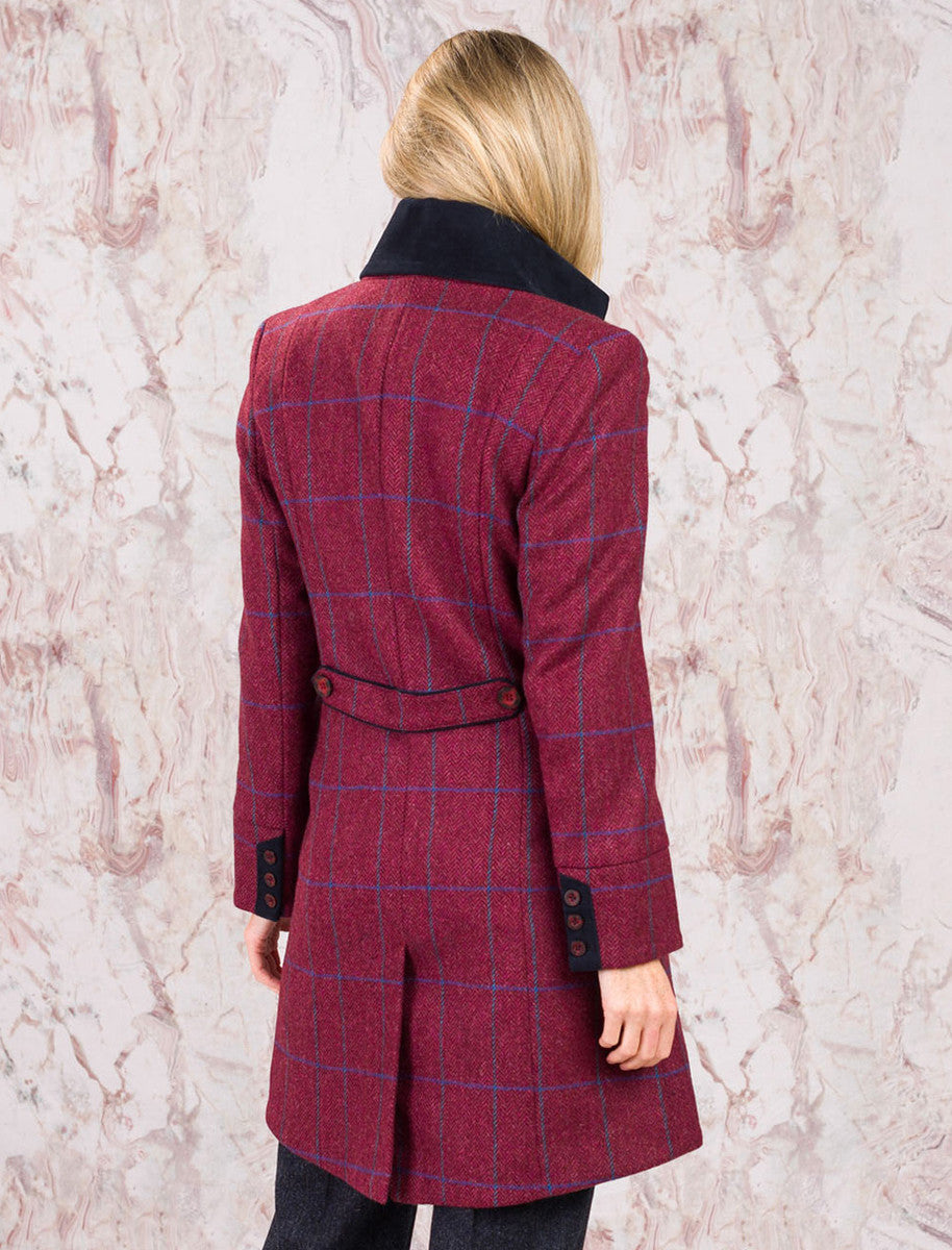 Sinead Tweed Coat - Rose Herringbone Check