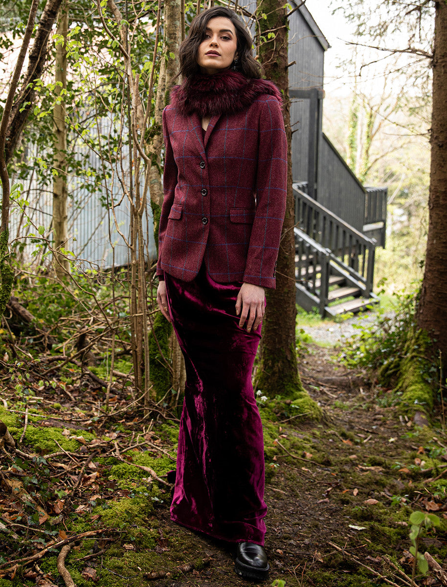 Tara Tweed Hacking Jacket - Rose Herringbone Check