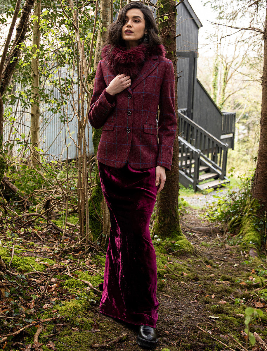 Tara Tweed Hacking Jacket - Rose Herringbone Check