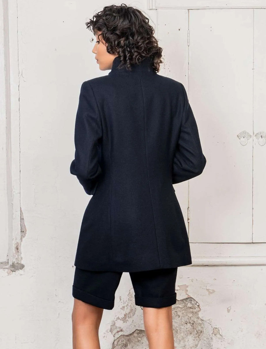 Lynn Tweed Coat - Navy Melton