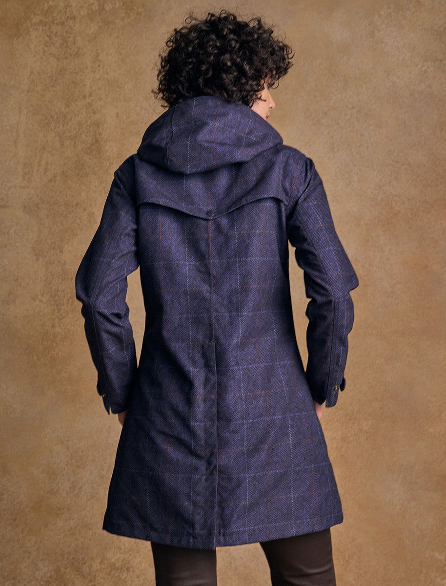 Sophia Waterproof Coat - Navy Windowpane