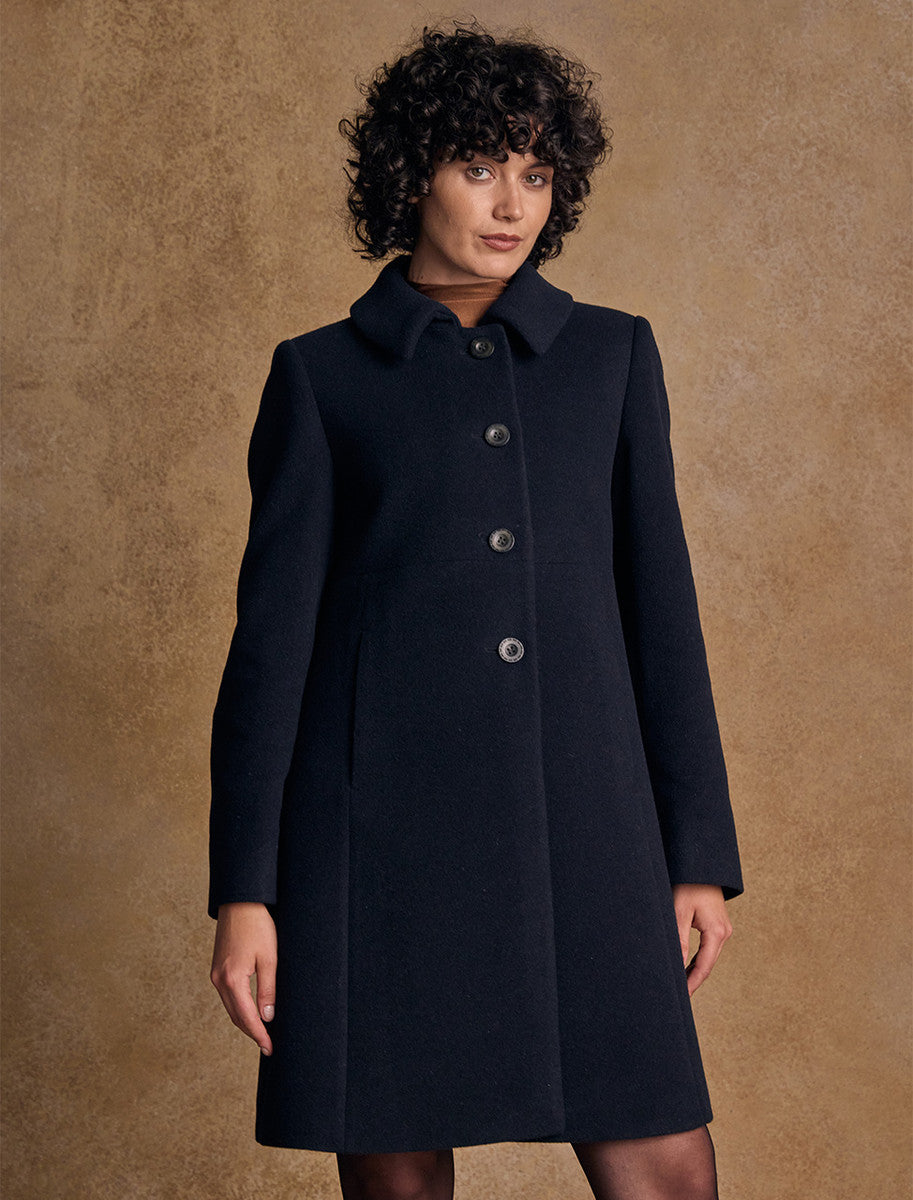 Aimee Tweed Coat - Navy Melton