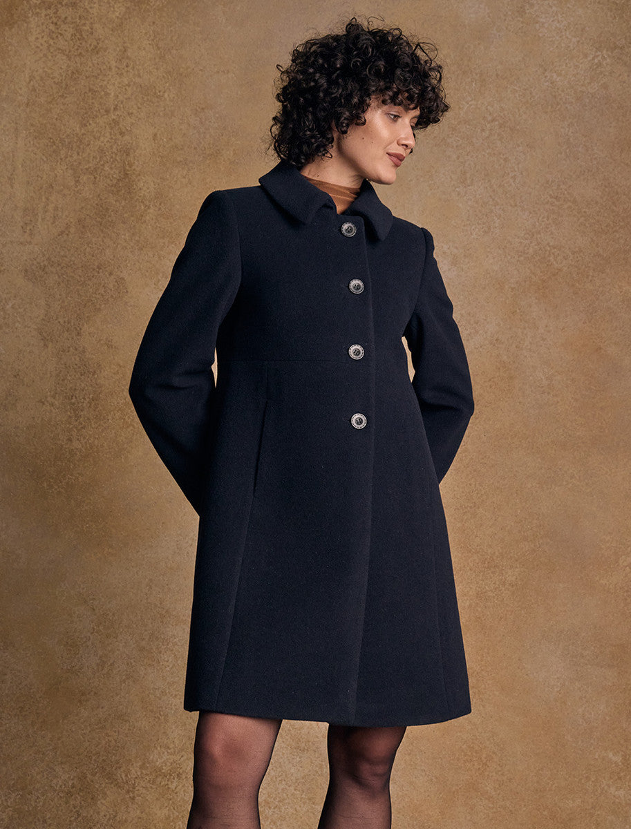 Aimee Tweed Coat - Navy Melton