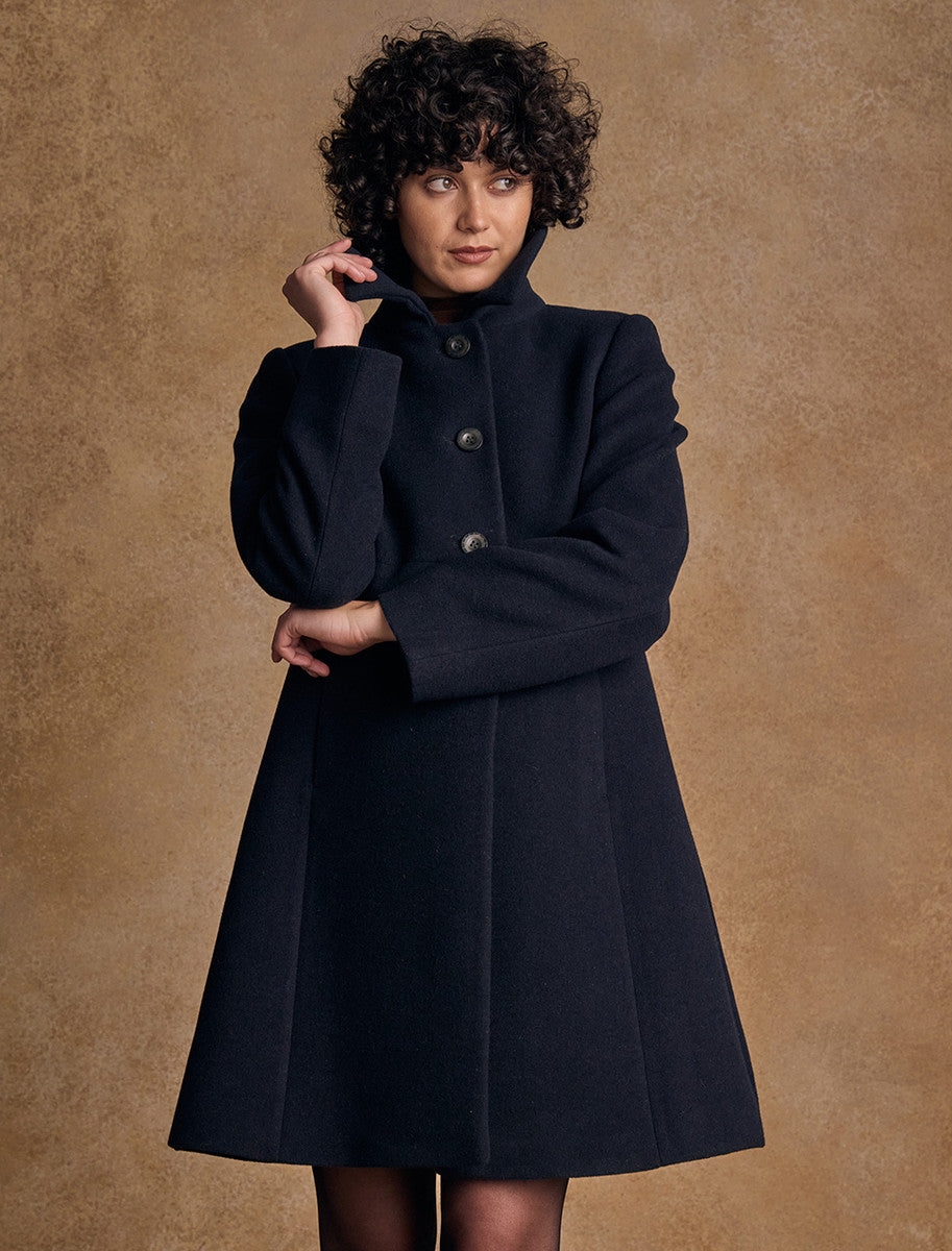 Aimee Tweed Coat - Navy Melton