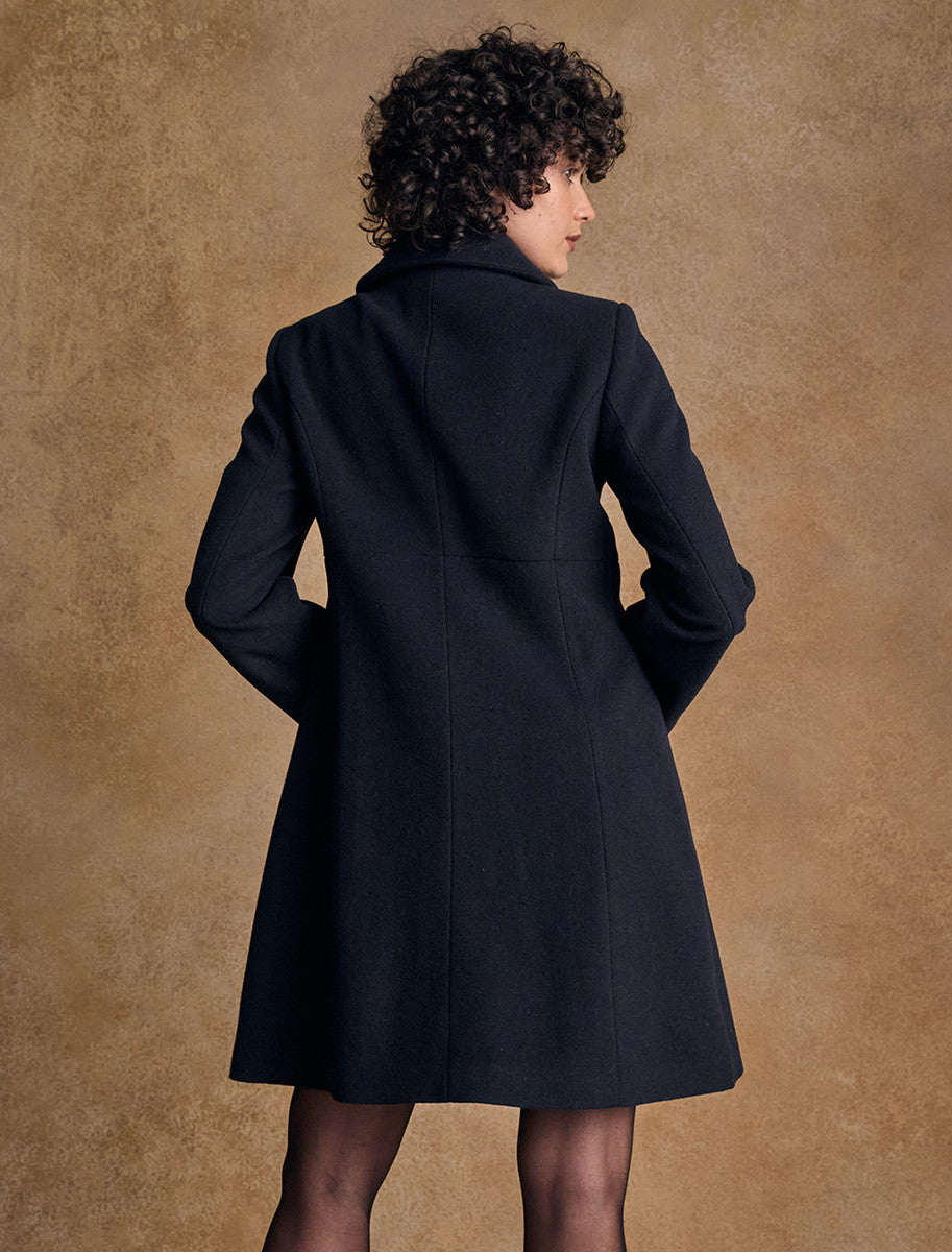 Aimee Tweed Coat - Navy Melton