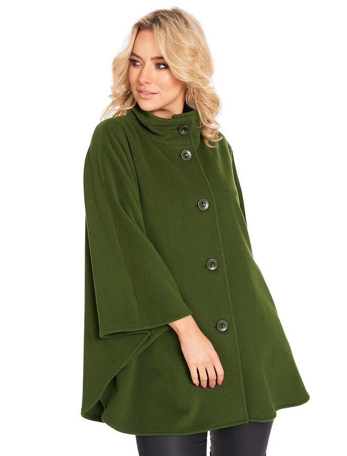 Wool Blend Aura Cape - Pine Green