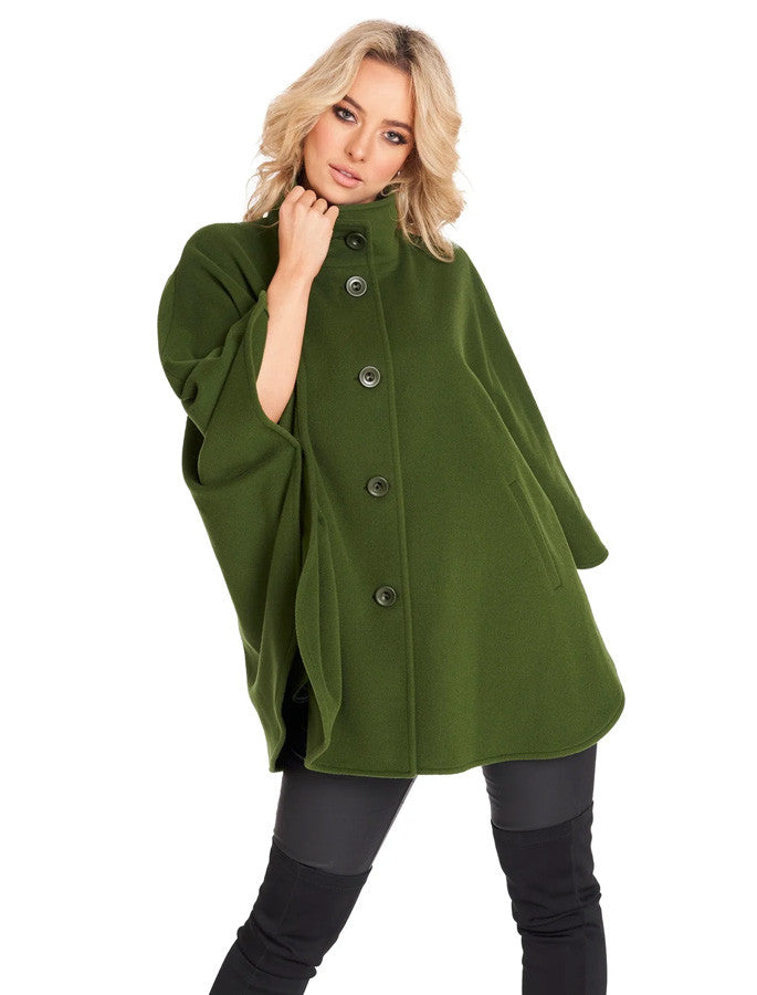 Wool Blend Aura Cape - Pine Green