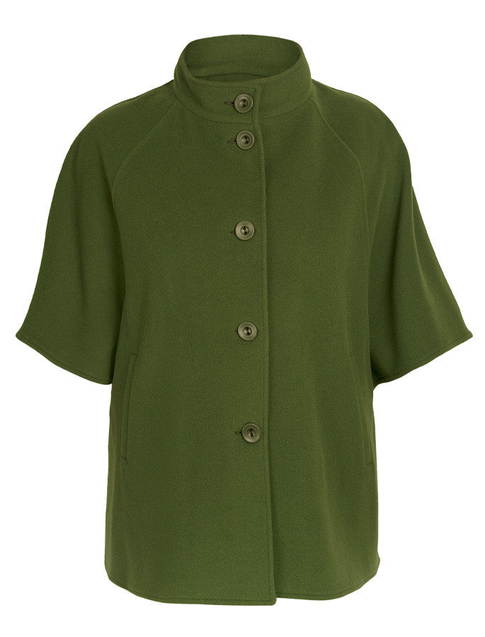 Wool Blend Aura Cape - Pine Green
