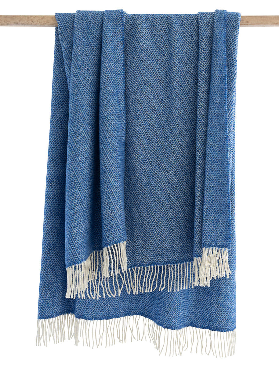 Luxury Cashmere Wool Throw - Sea Blue