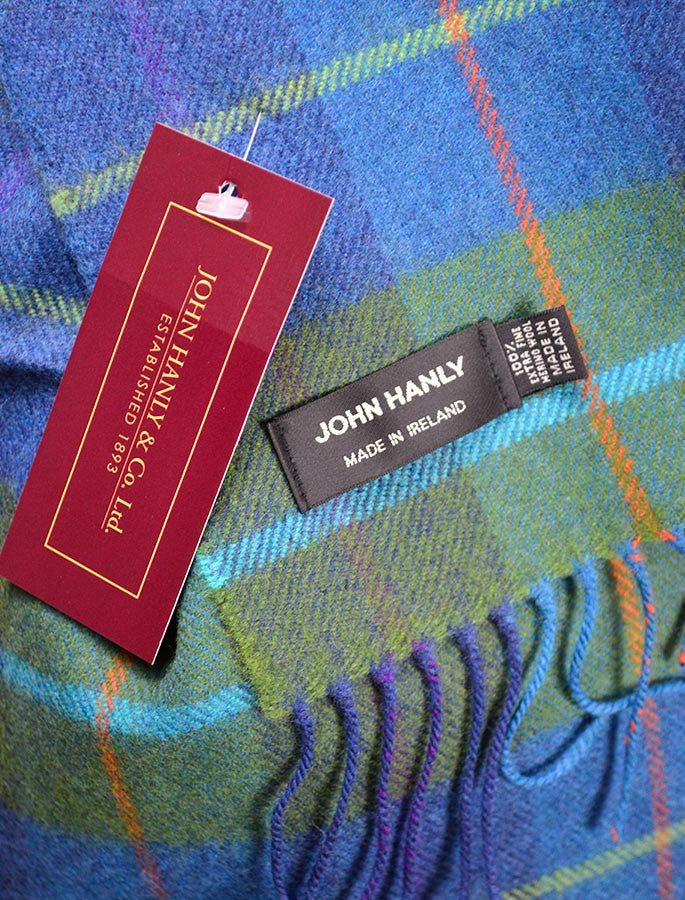 Fine Merino Plaid Scarf - Blue Green