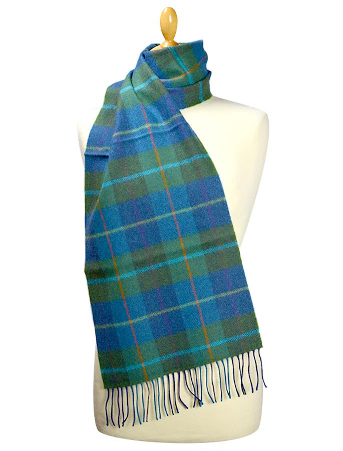 Fine Merino Plaid Scarf - Blue Green