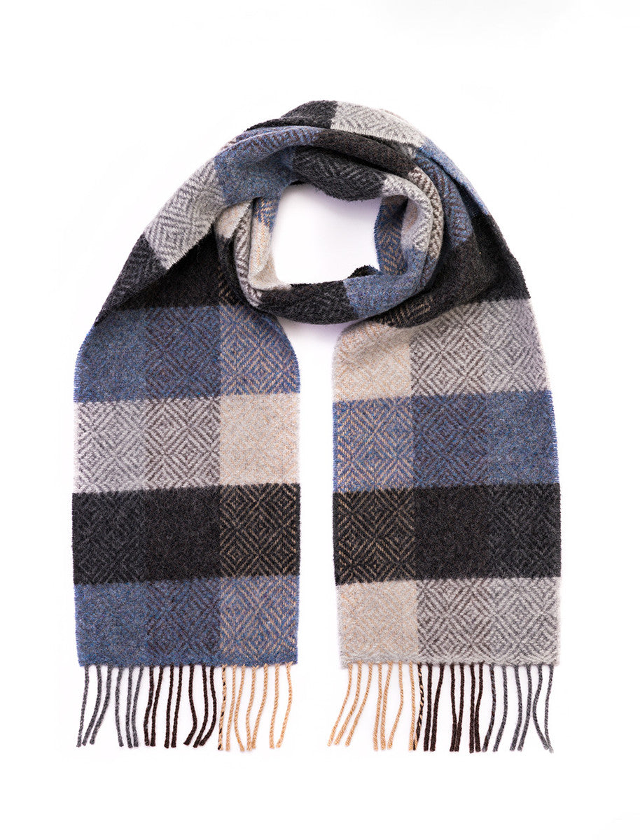 Wool & Cashmere Scarf - Silver Denim & Charcoal