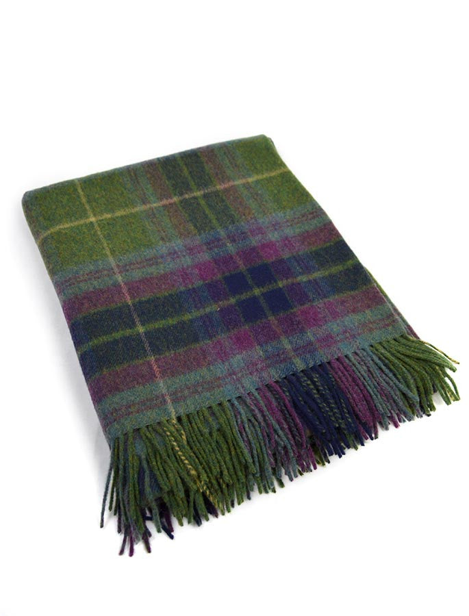 Lambswool Plaid Throw - Green Navy Wine