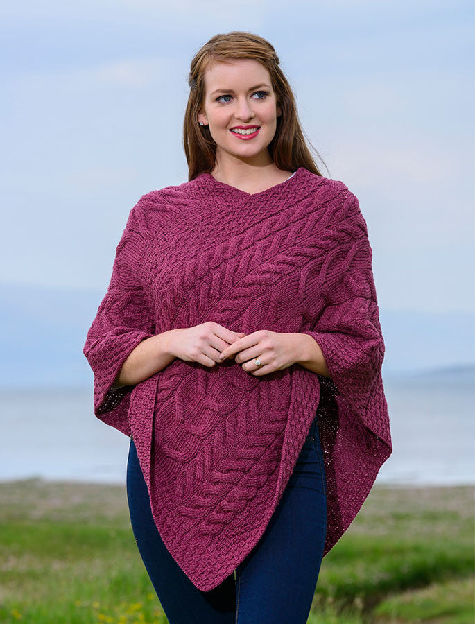 Super Soft Cable Stitch Poncho - Jam