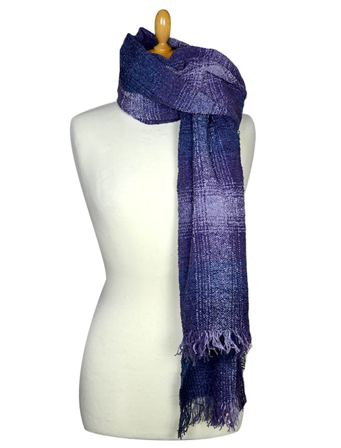 Fine Lambswool Celtic Stole - Purple Checks