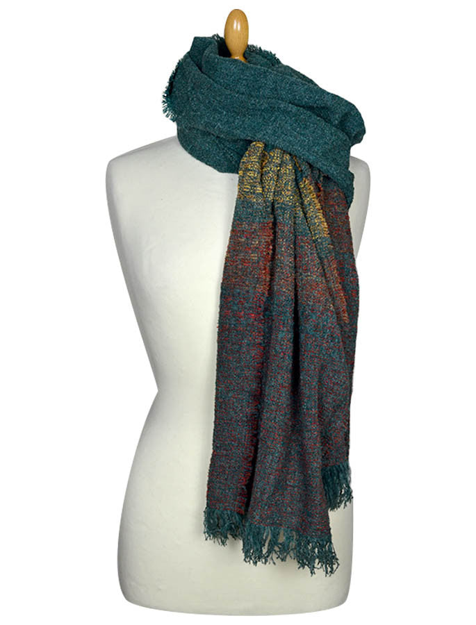 Fine Lambswool Celtic Stole - Moss Green