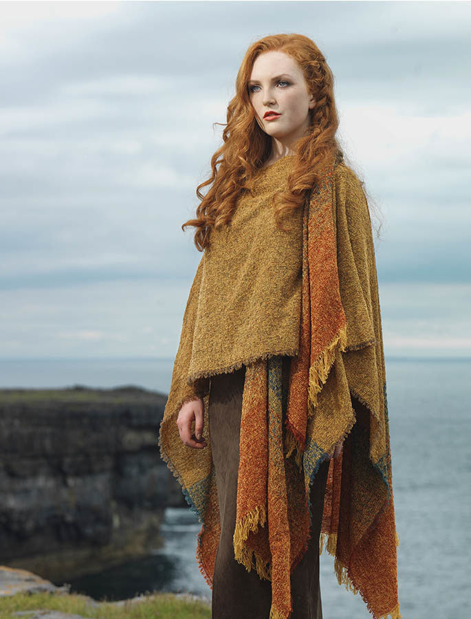 Lambswool Celtic Ruana Wrap - Gold