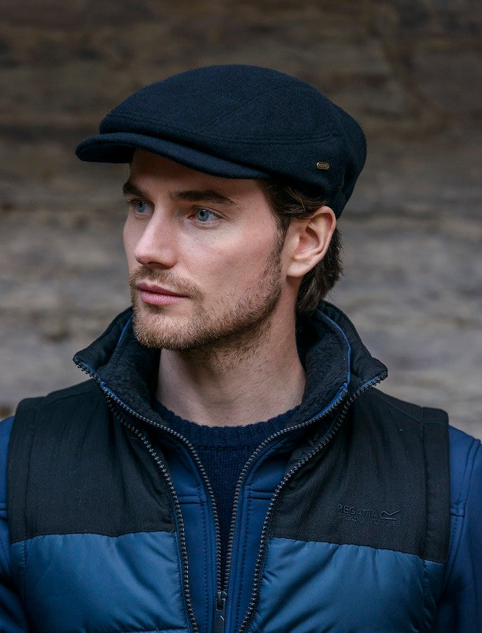 Kerry Tweed Flat Cap - Black