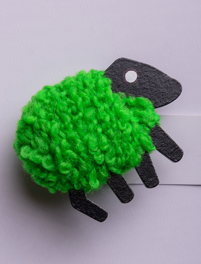 Irish Wool Sheep Fridge Magnet - Green