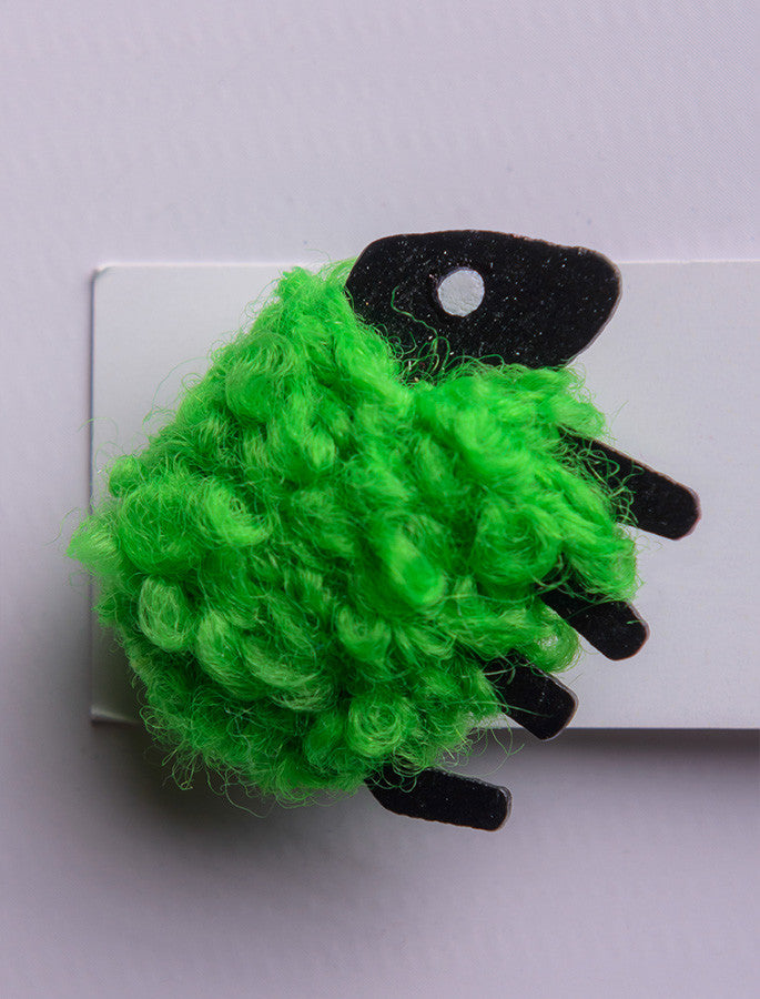 Irish Wool Sheep Brooch - Green