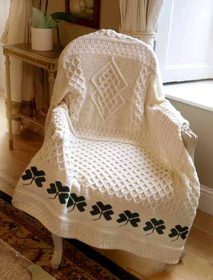 Large Merino Shamrock Throw - White