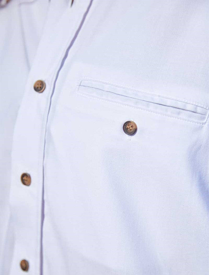 Ladies Irish Linen Grandfather Shirt - Bleach White