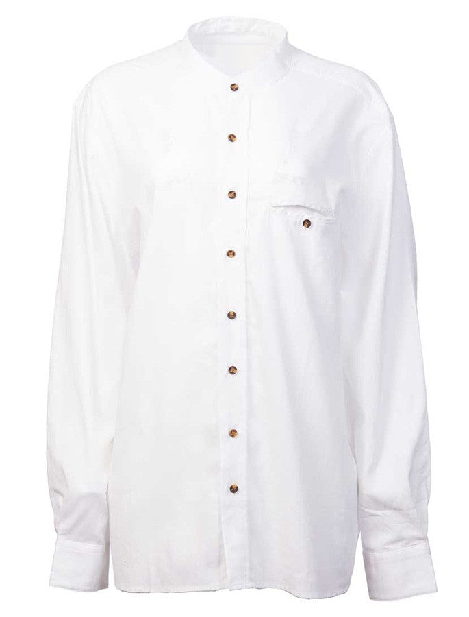 Ladies Irish Linen Grandfather Shirt - Bleach White