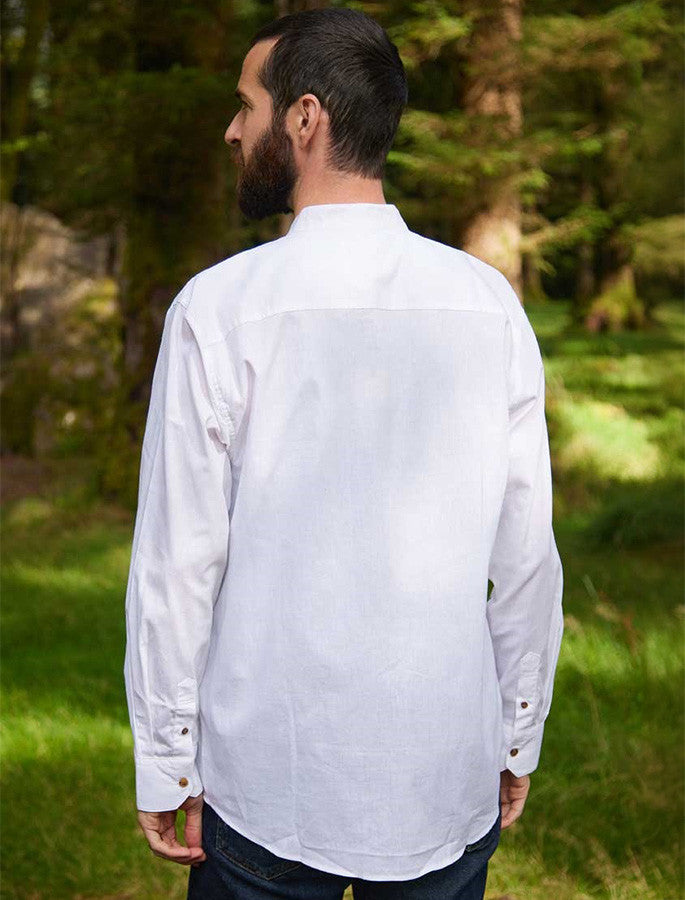 Irish Linen Grandfather Shirt - Bleach White