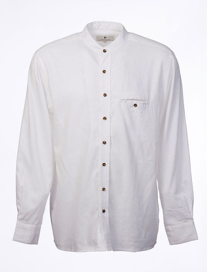 Irish Linen Grandfather Shirt - Bleach White