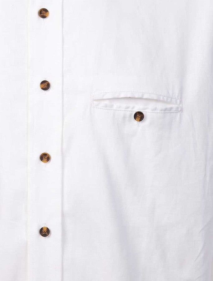 Irish Linen Grandfather Shirt - Bleach White