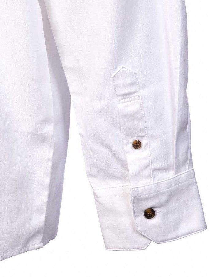 Irish Linen Grandfather Shirt - Bleach White