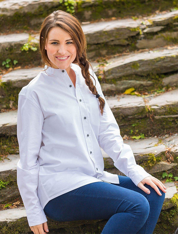 Ladies Comfort Cotton Grandfather Shirt - Optic White