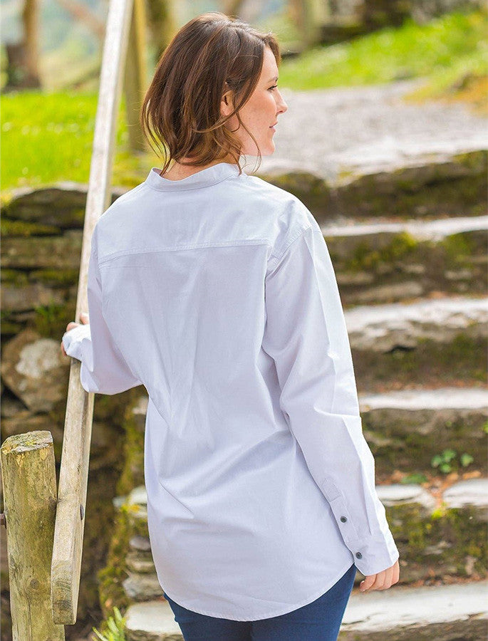 Ladies Comfort Cotton Grandfather Shirt - Optic White
