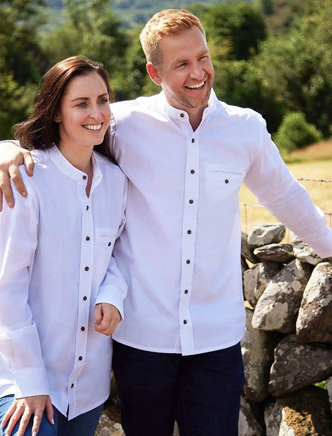 Ladies Comfort Cotton Grandfather Shirt - Optic White